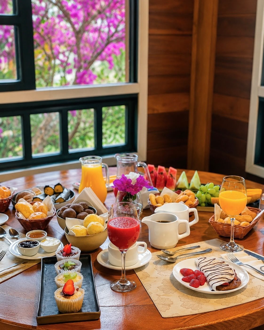 Mesa de café da manhã da Pousada Solar d’Araucária